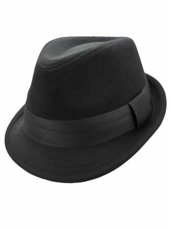Wool Felt Fedora Hat Trimmed With Hatband - One Size