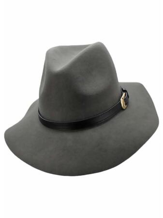 Panama Style Wool Fedora Hat With Buckle - One Size