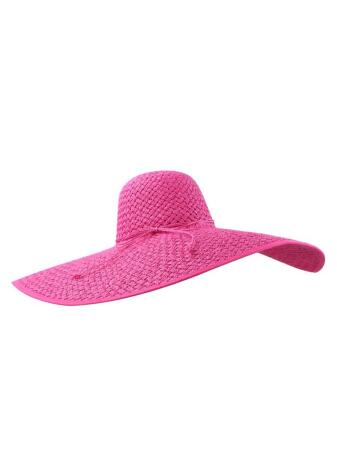 Wide Brim Straw Floppy Hat - One Size