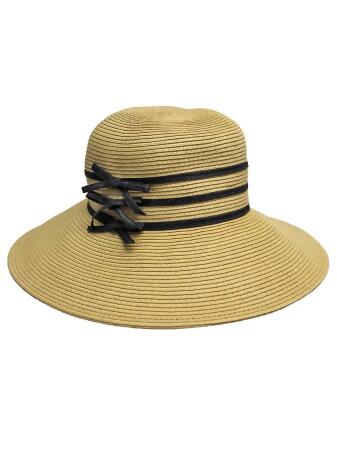 Braided Sun Hat With Black Trim - One Size