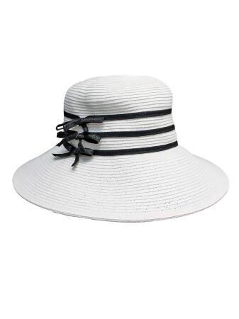 Braided Sun Hat With Black Trim - One Size