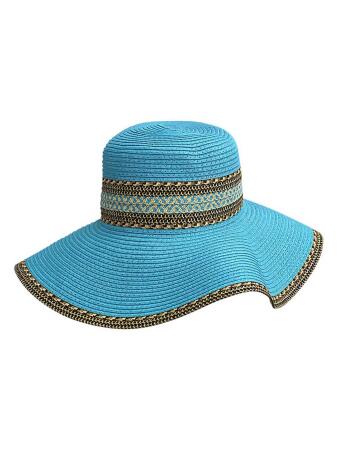 Woven Straw Bohemian Style Floppy Hat - One Size