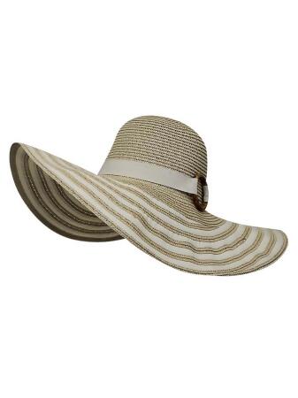 Striped Straw Floppy Hat - One Size