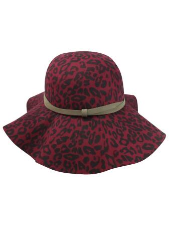 Leopard Print Wool Floppy Hat - One Size