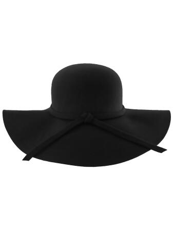 Wide Brimmed Wool Floppy Hat - One Size