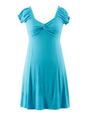 Stretchy V-neck Casual Dress With Cap Sleeves - Medium
