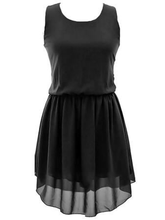 Crepe Chiffon Sheer Bloused Layered Mini Dress - X-Large