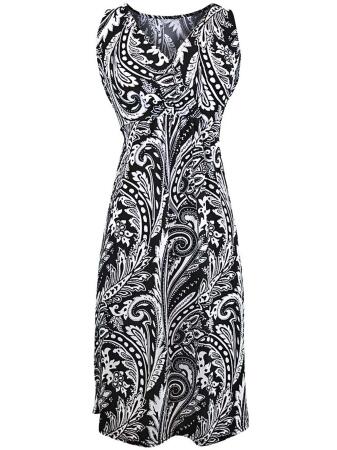 Sleeveless Paisley Print Bohemian Sundress - Small