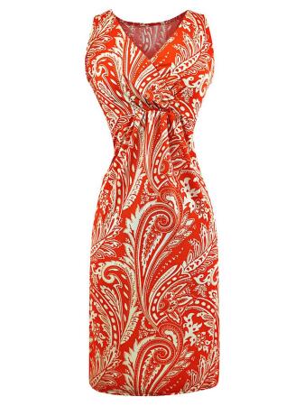 Sleeveless Paisley Print Bohemian Sundress - Medium