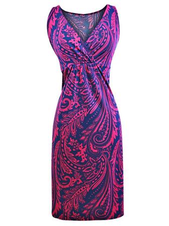 Sleeveless Paisley Print Bohemian Sundress - Medium