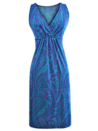 Sleeveless Paisley Print Bohemian Sundress - Medium