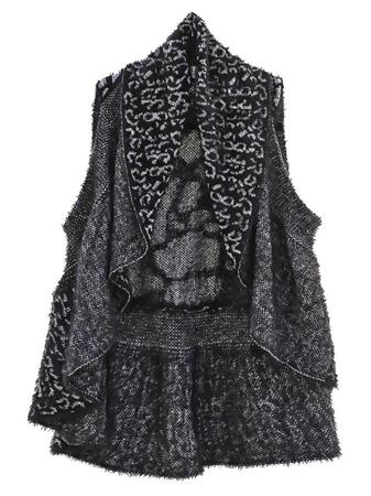 Animal Print Fuzzy Knit Sweater Vest - Large / X-Large
