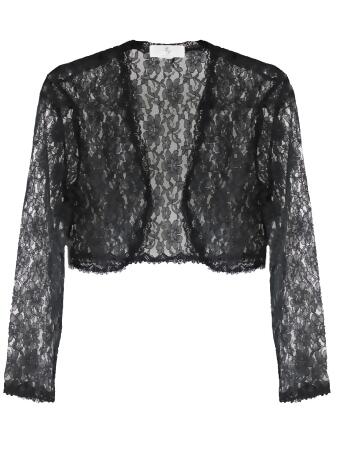 Long Sleeve Dressy Lace Cropped Bolero Shrug Jacket - Medium