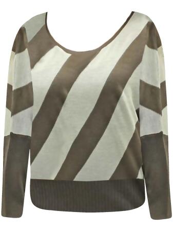 Diagonal Stripe Long Dolman Sleeve Sweater - Medium