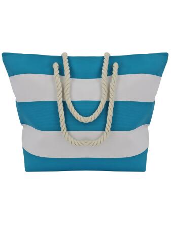Wide Stripe Deluxe Oversize Beach Tote Bag - One Size
