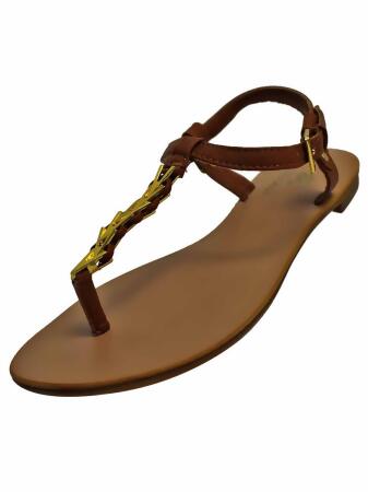 Womens Thong Sandal With Gold Braid Strap - 9