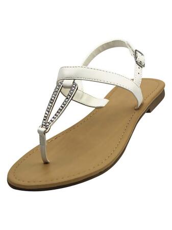 Thong Womens Sandals With Rhinestone Buckle - 7
