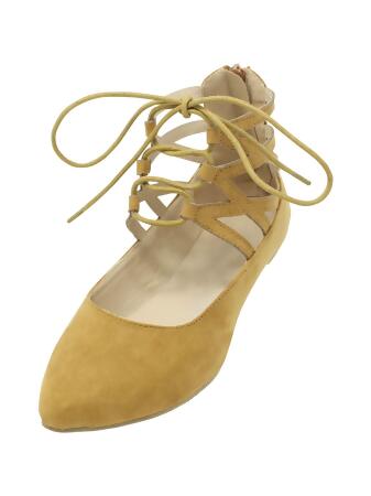 Lace-up Suede Style Womens Ballet Flats - 8