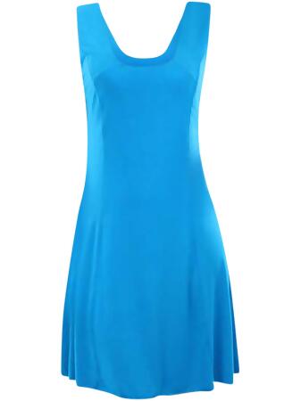 Turquoise Blue Sleeveless Beach Dress - Medium