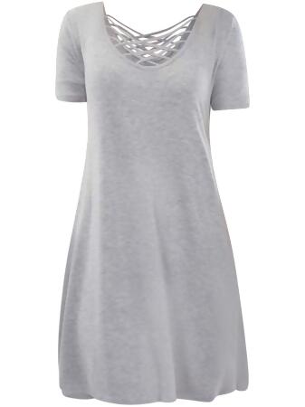 Short Sleeve Midi Dress With Criss-cross Neckline - Medium