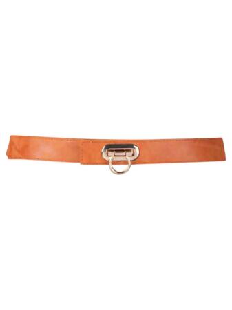Skinny Elastic Belt With Horseshoe Buckle Clasp - One Size