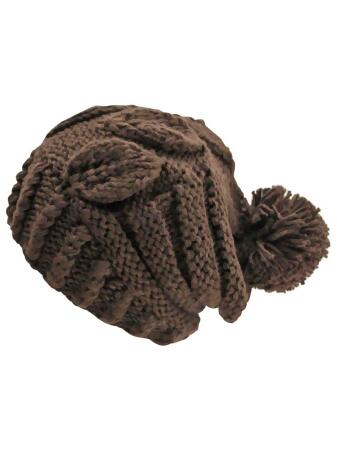 Thick Winter Slouchy Knit Hat With Pom Pom - One Size