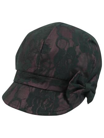 Lace Cabbie Newsboy Hat With Bow - One Size