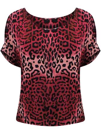 Cold Shoulder Animal Print Top - Large