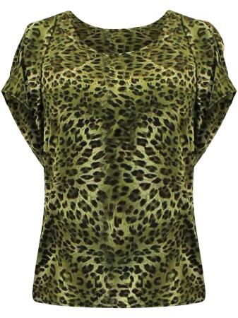 Cold Shoulder Animal Print Top - Large