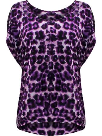 Cold Shoulder Animal Print Top - Small