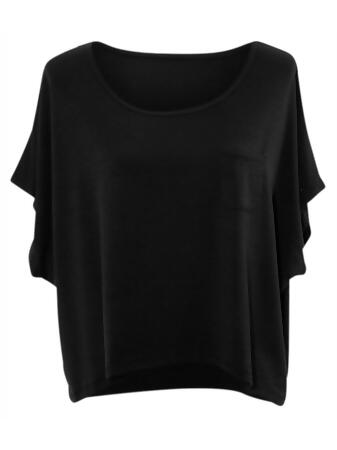 Short Sleeve Jersey Knit High Low Top - Medium