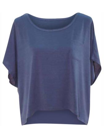 Short Sleeve Jersey Knit High Low Top - Large