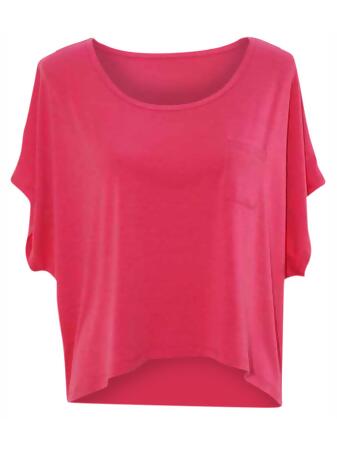 Short Sleeve Jersey Knit High Low Top - Medium