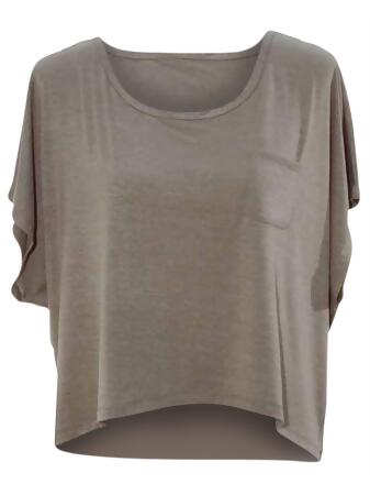 Short Sleeve Jersey Knit High Low Top - Medium