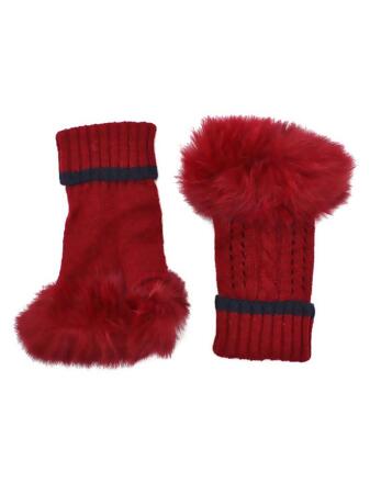 Chic Womens Fingerless Gloves With Faux Fur Trim - One Size
