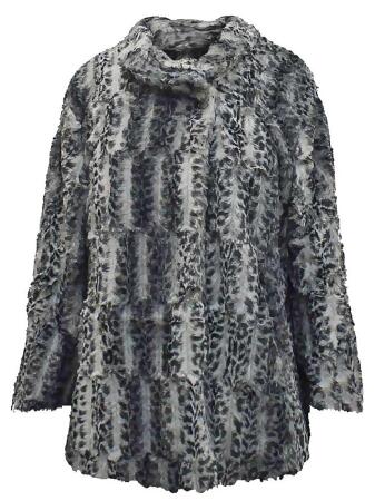 Faux Fur Plush Leopard Womens Coat - One Size