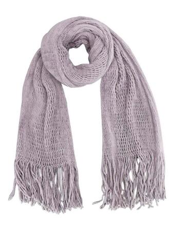 Long Soft Open Knit Scarf With Fringe - One Size