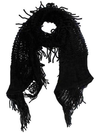 Wispy Knit Winter Scarf With Fringe - One Size
