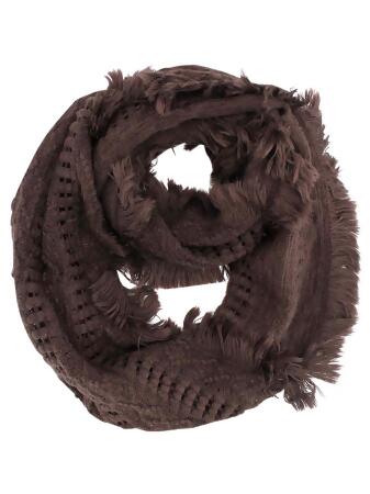 Cable Knit Infinity Loop Scarf With Fringe - One Size