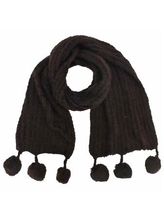 Long Knit Winter Scarf With Pom-poms - One Size