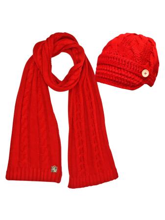 Cable Knit Newsboy Cabbie Hat Scarf Matching Set - One Size