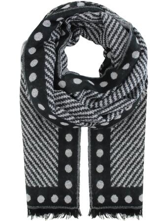 Stripe Polka Dot Pattern Winter Knit Oversize Blanket Scarf - One Size