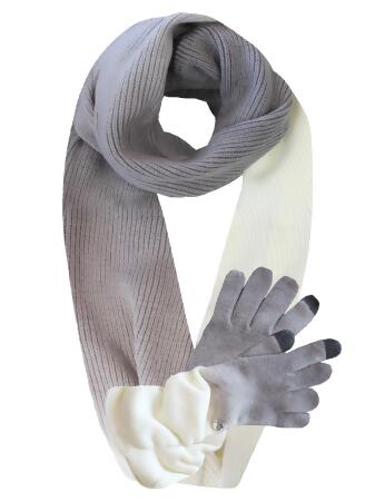 Knit Ombre Texting Gloves Scarf Set - One Size