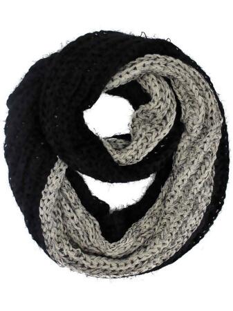 Two-tone Eyelash Knit Fuzzy Infinity Scarf - One Size