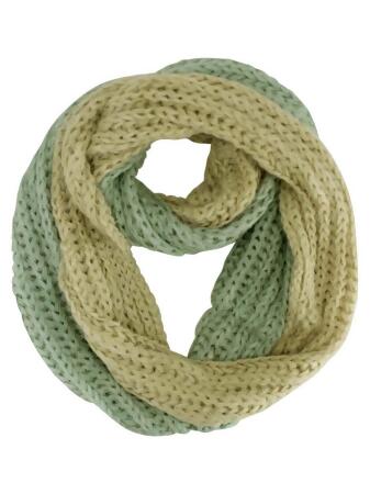 Two-tone Eyelash Knit Fuzzy Infinity Scarf - One Size
