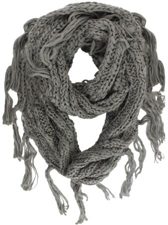 Knit Infinity Scarf With Draping Fringe - One Size