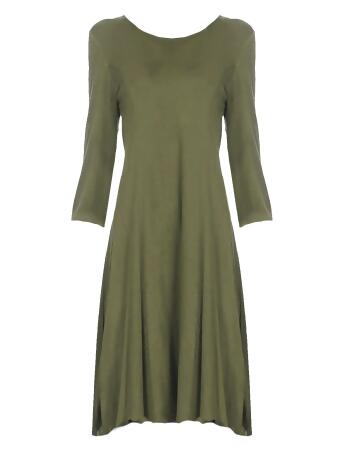 Jersey Knit Long Sleeve Flared Swing Dress - Small