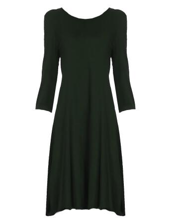 Jersey Knit Long Sleeve Flared Swing Dress - Small