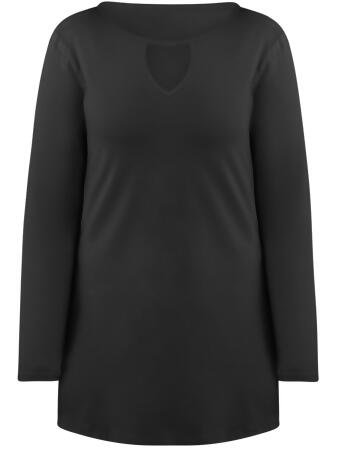 Lightweight Jersey Knit Long Sleeve Tunic Top - Large