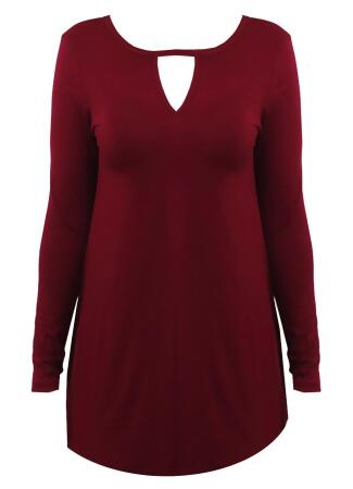 Lightweight Jersey Knit Long Sleeve Tunic Top - Medium